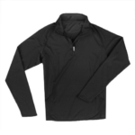 A black performance half-zip pullover can be purchased from Donald’s Uniform Store and has our school logo embroidered on the chest placket.