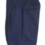 Both girls and boys can wear navy cotton-twill pants. 